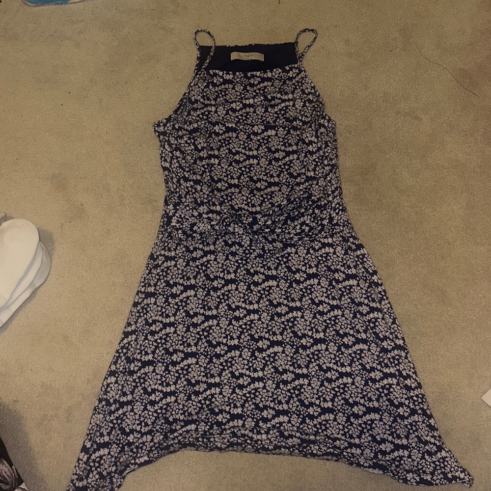 LOFT Purple and White Floral Dress